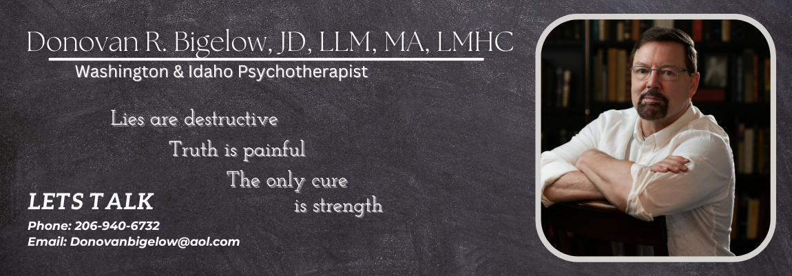 Donovan R. Bigelow, JD, LLM, MA, LMHC — Washington & Idaho Psychotherapist